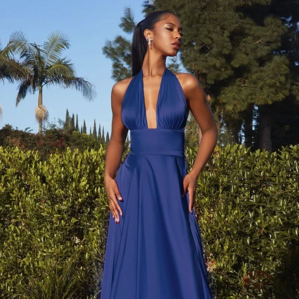 NEW FLOOR LENGTH FORMAL SLEEVELESS INTERCHANGEABLE SATIN A-LINE DRESS CD323